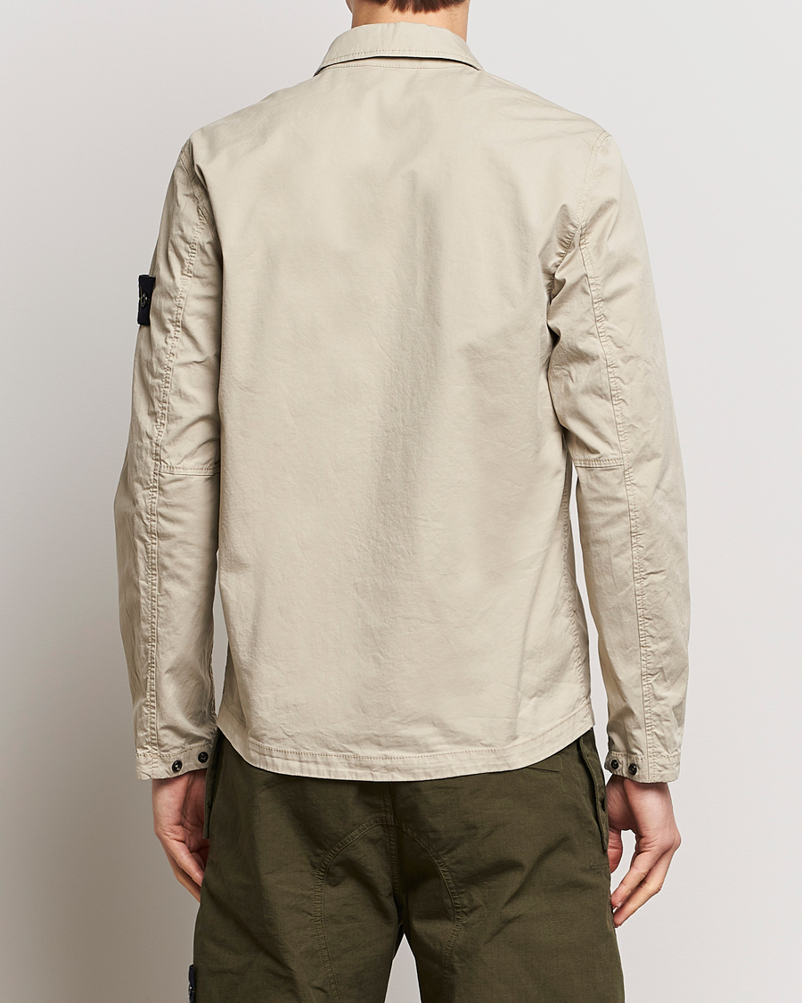Men | Shirts | Stone Island | Cotton Twill Stretch Zip Overshirt Sand