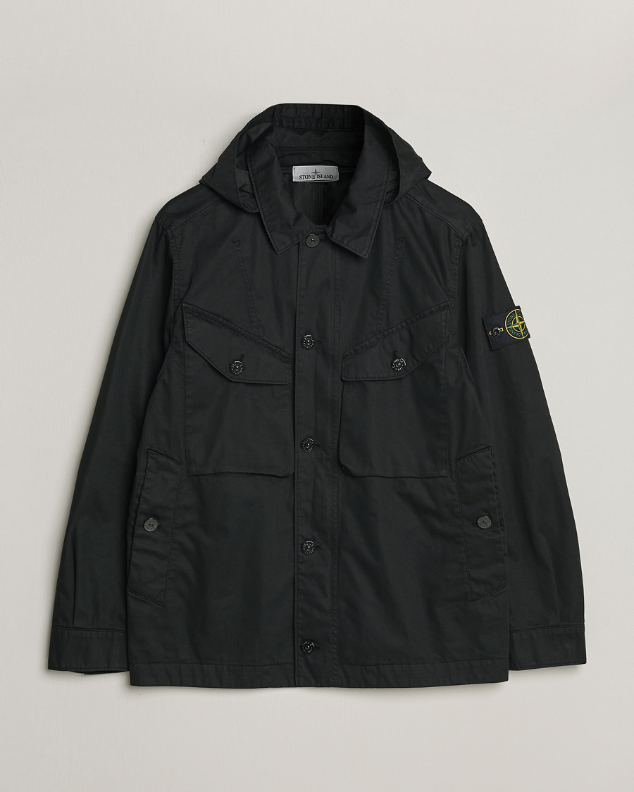 Men | Coats & Jackets | Stone Island | Bio Rasso TC Cotton Hooded Jacket Black