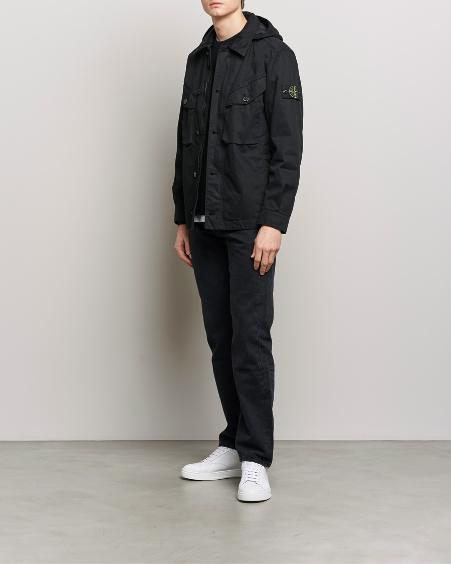 Men | Coats & Jackets | Stone Island | Bio Rasso TC Cotton Hooded Jacket Black