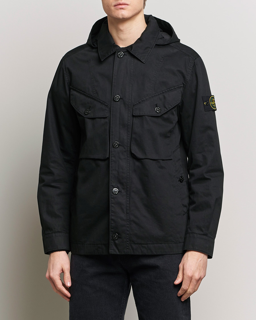 Men | Coats & Jackets | Stone Island | Bio Rasso TC Cotton Hooded Jacket Black