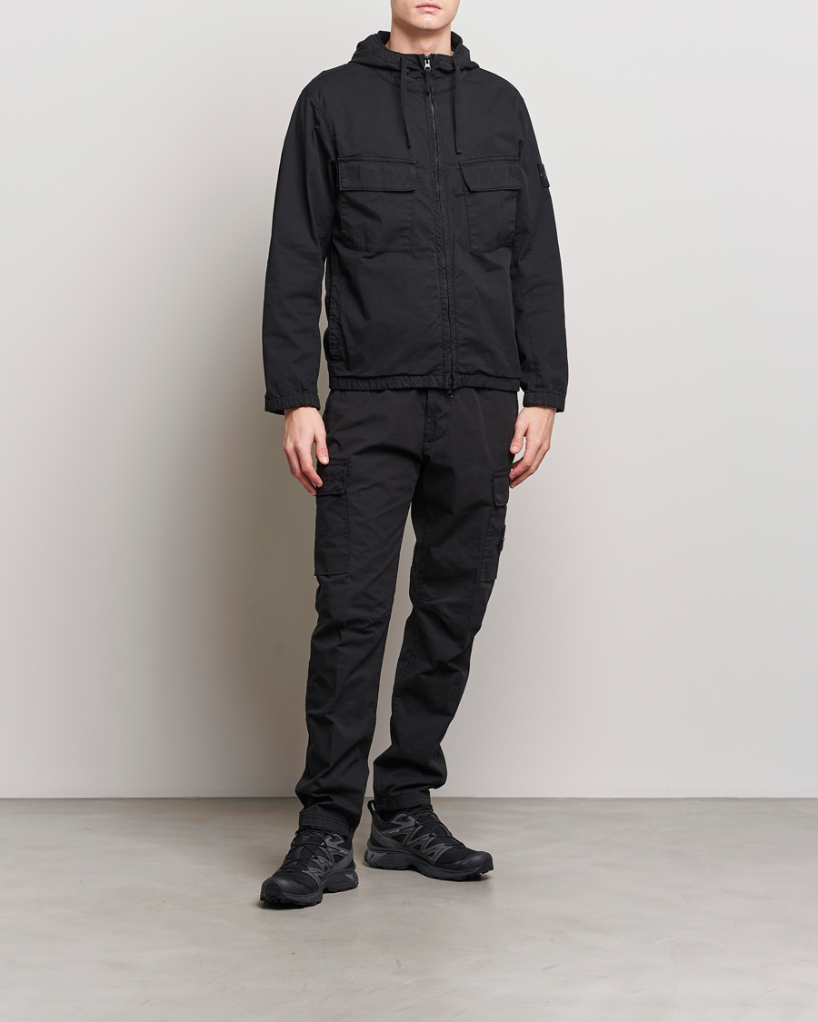 Stone Island Supima Cotton Hooded Jacket Black at CareOfCarl.com