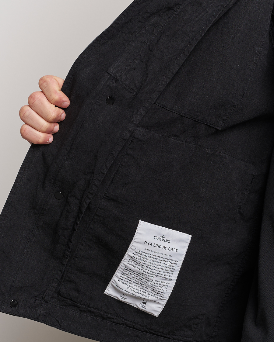 Stone Island Linen Nylon Hooded Jacket Black at CareOfCarl.com