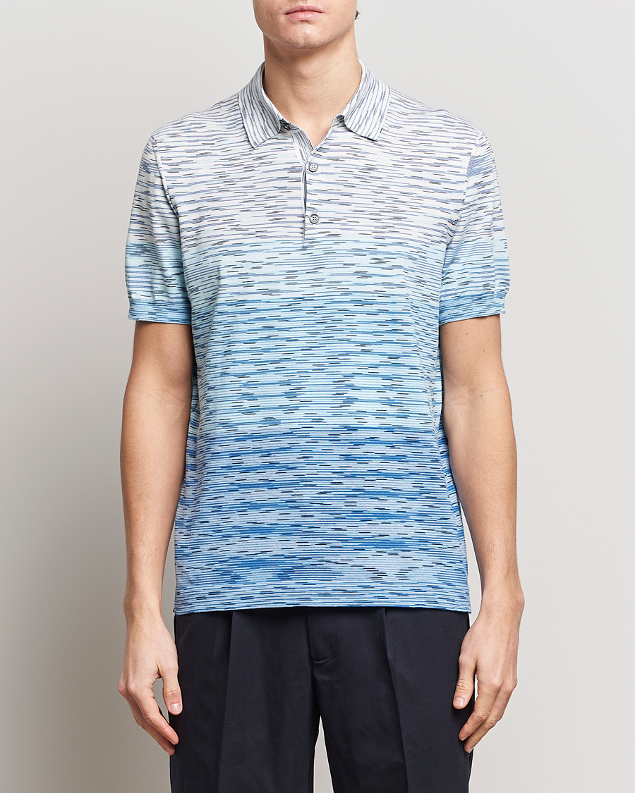 Men | Missoni | Missoni | Space Dyed Knitted Polo White/Blue