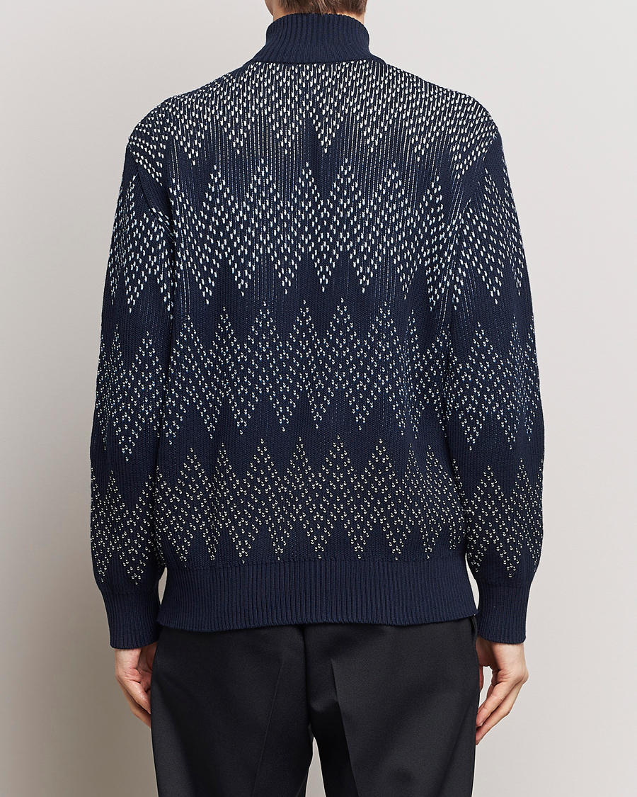 Men | Sweaters & Knitwear | Missoni | Chevron Full Zip Cardigan Jacket Navy