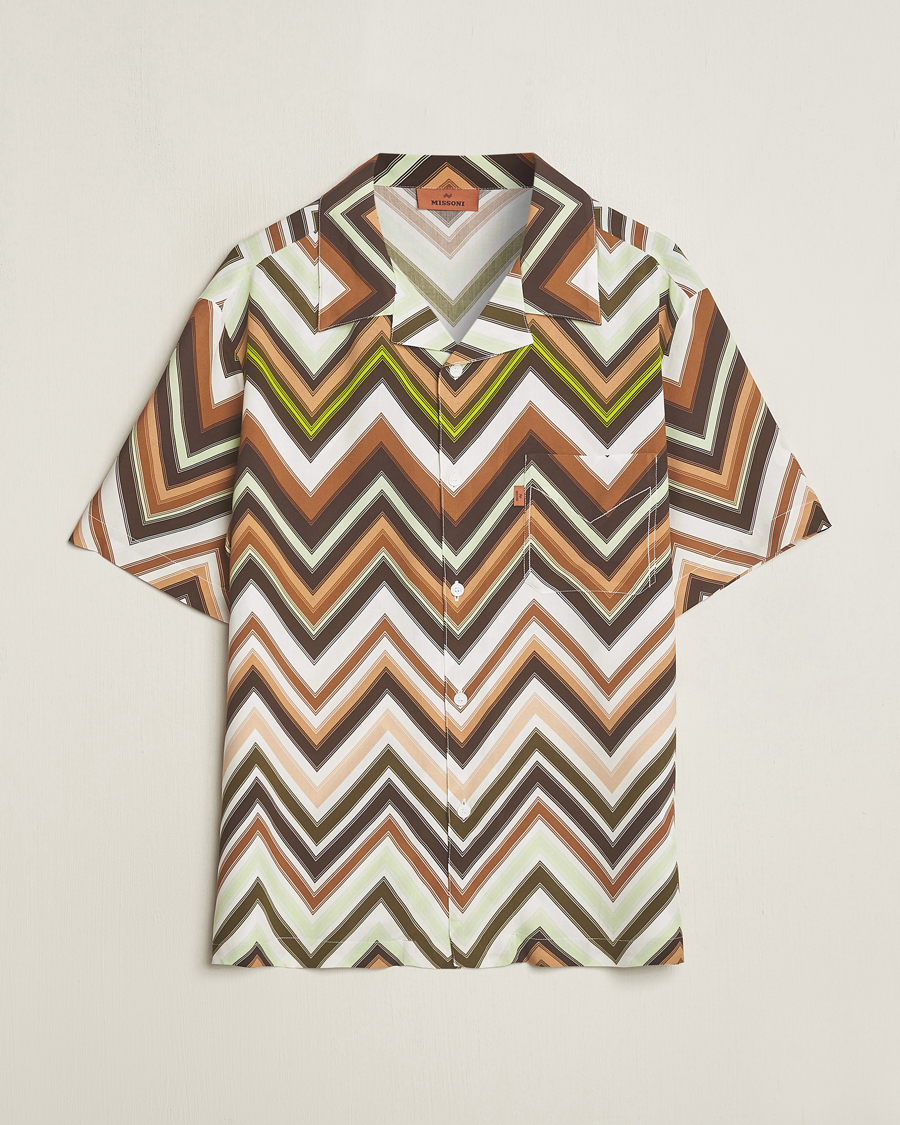 Men | Shirts | Missoni | Zig Zag Printed Camp Shirt Brown/Green