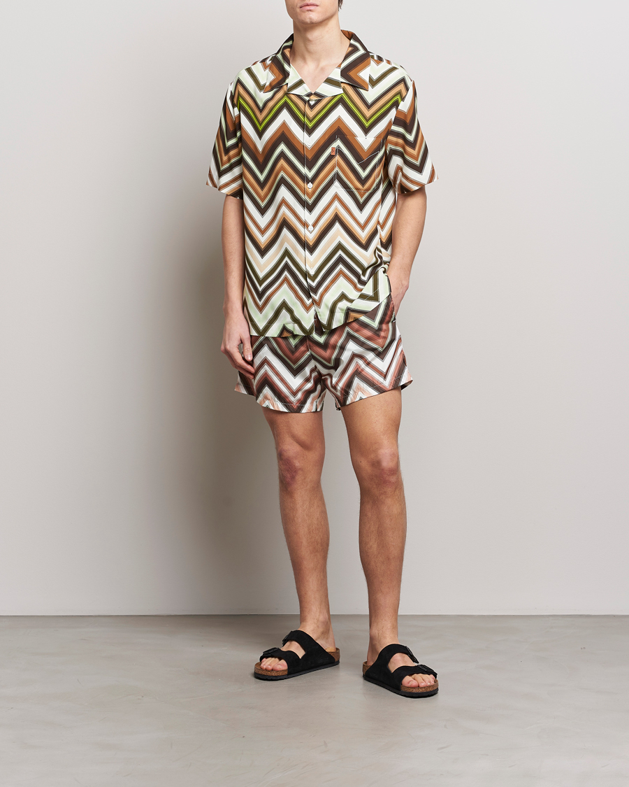 Men | Shirts | Missoni | Zig Zag Printed Camp Shirt Brown/Green