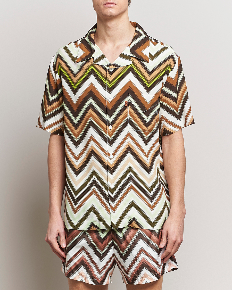 Men | Shirts | Missoni | Zig Zag Printed Camp Shirt Brown/Green
