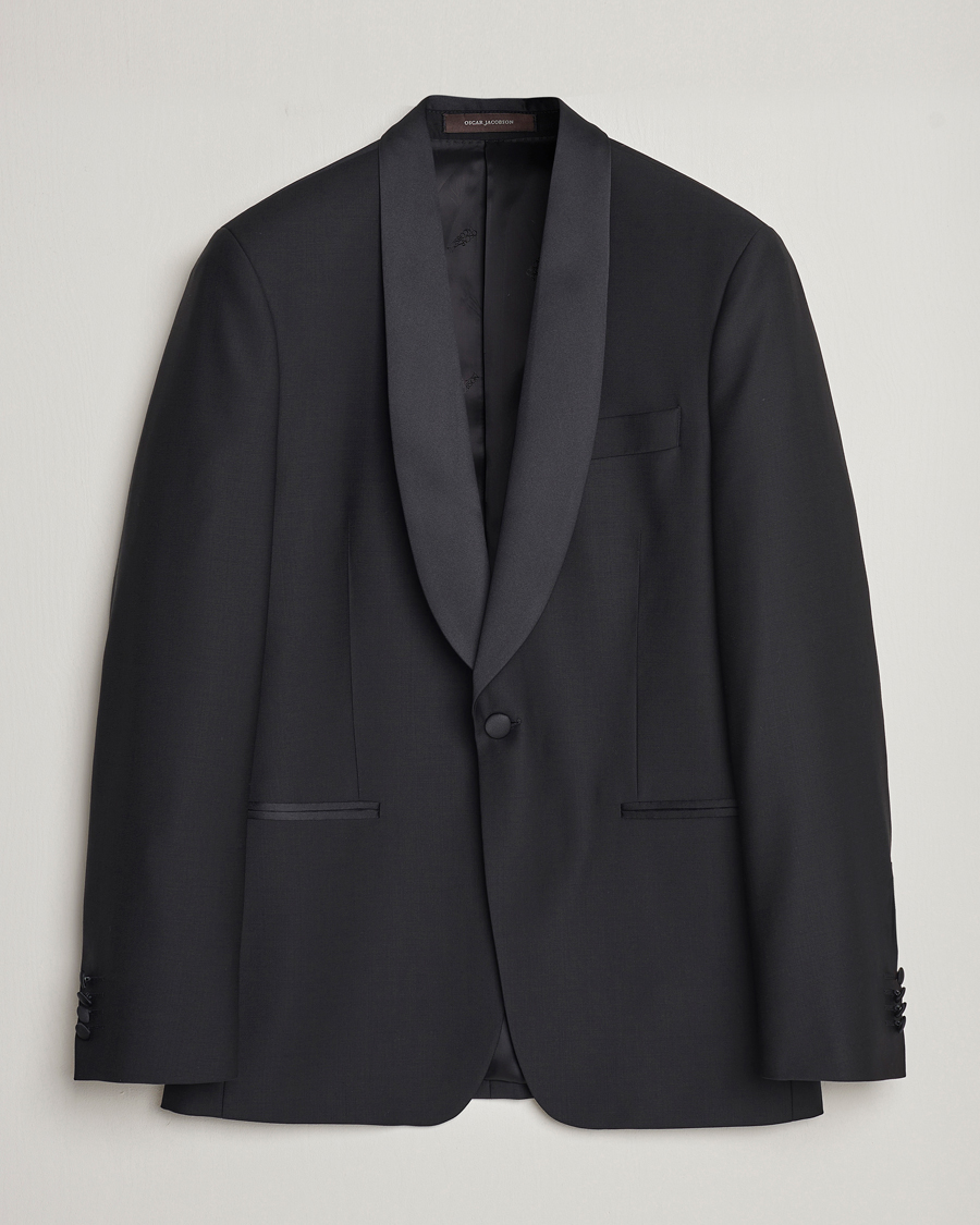 Men | Oscar Jacobson | Oscar Jacobson | Figaro Wool Tuxedo Blazer Black