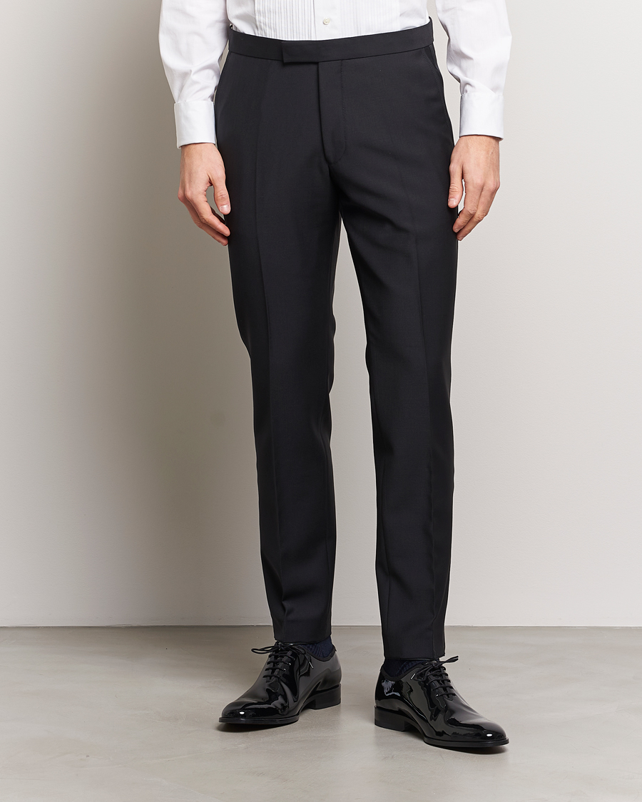 Men | Celebrate the New Year in style | Oscar Jacobson | Denz Wool Tuxedo Trousers Black