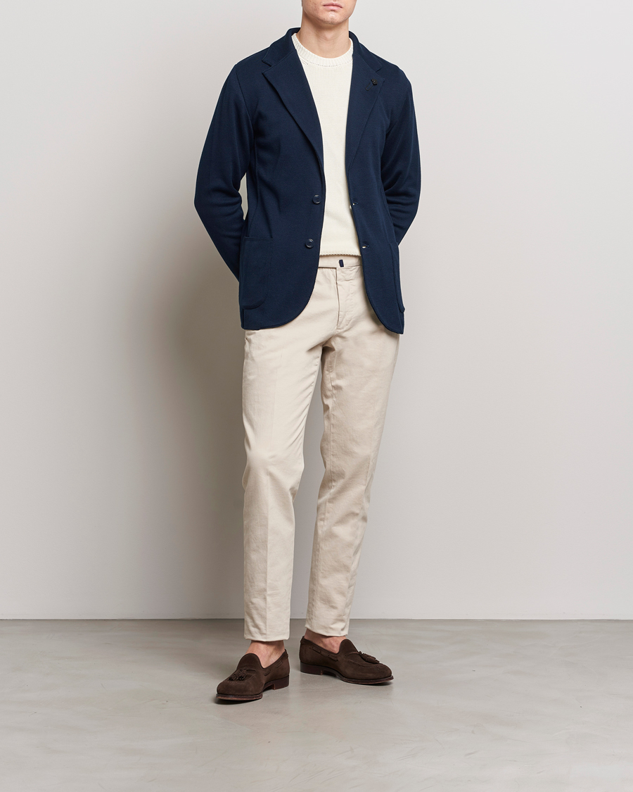 Men | Blazers | Lardini | Knitted Cotton Blazer Navy