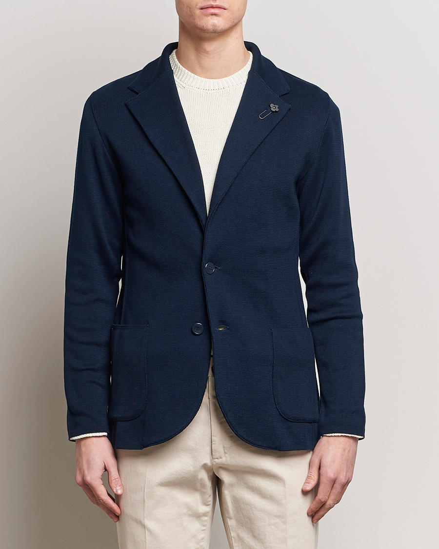 Men | Clothing | Lardini | Knitted Cotton Blazer Navy