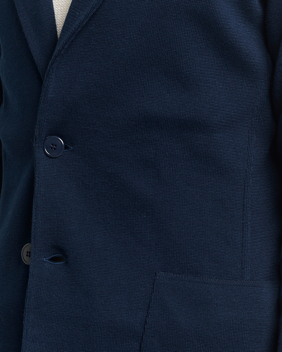 Lardini Knitted Cotton Blazer Navy at CareOfCarl.com