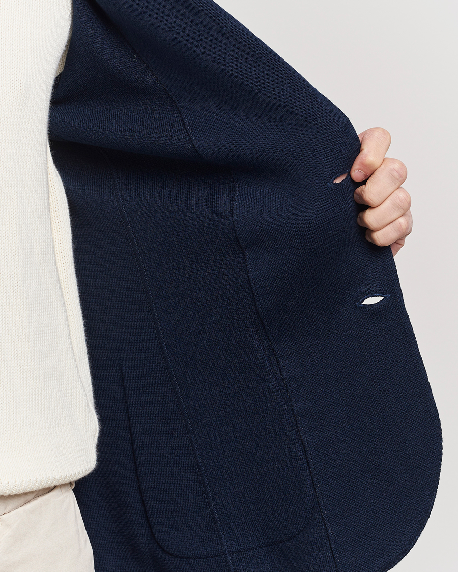 Lardini Knitted Cotton Blazer Navy at CareOfCarl.com