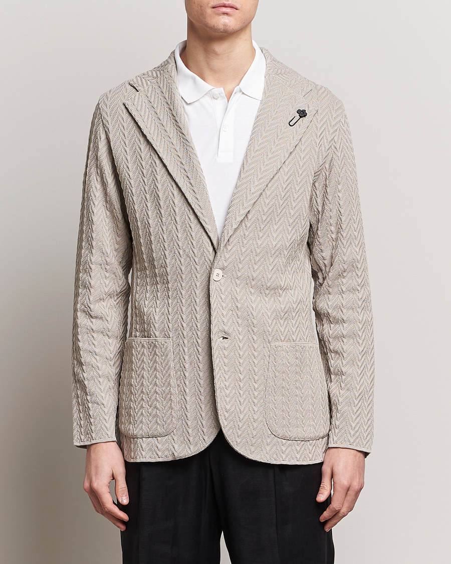 Men |  | Lardini | Knitted Structure Cotton Blazer Beige
