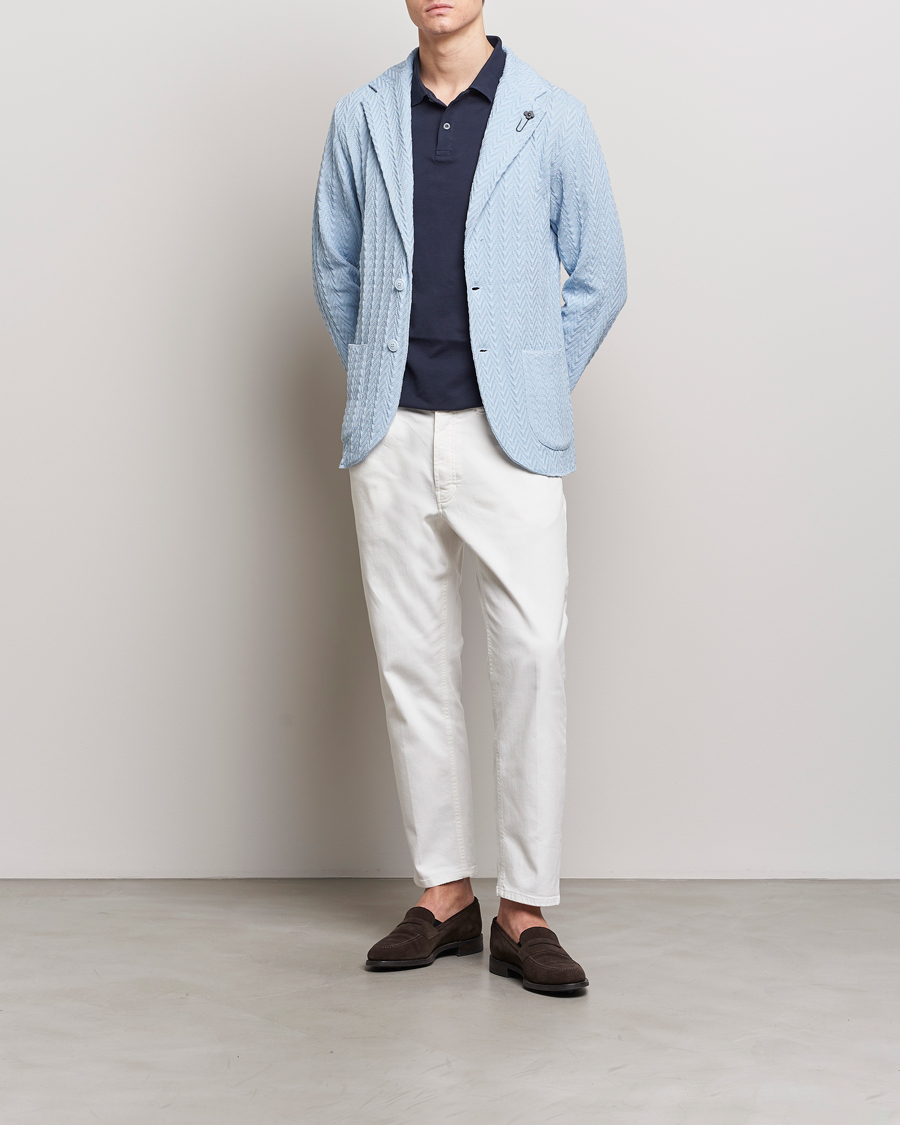 Men | Blazers | Lardini | Knitted Structure Cotton Blazer Light Blue