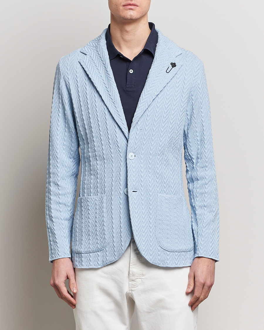 Men |  | Lardini | Knitted Structure Cotton Blazer Light Blue