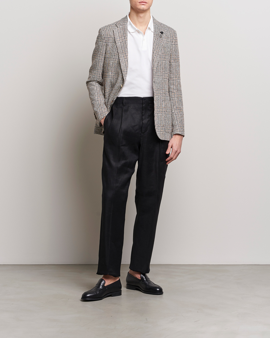 Men | Blazers | Lardini | Checked Linen Blazer Brown