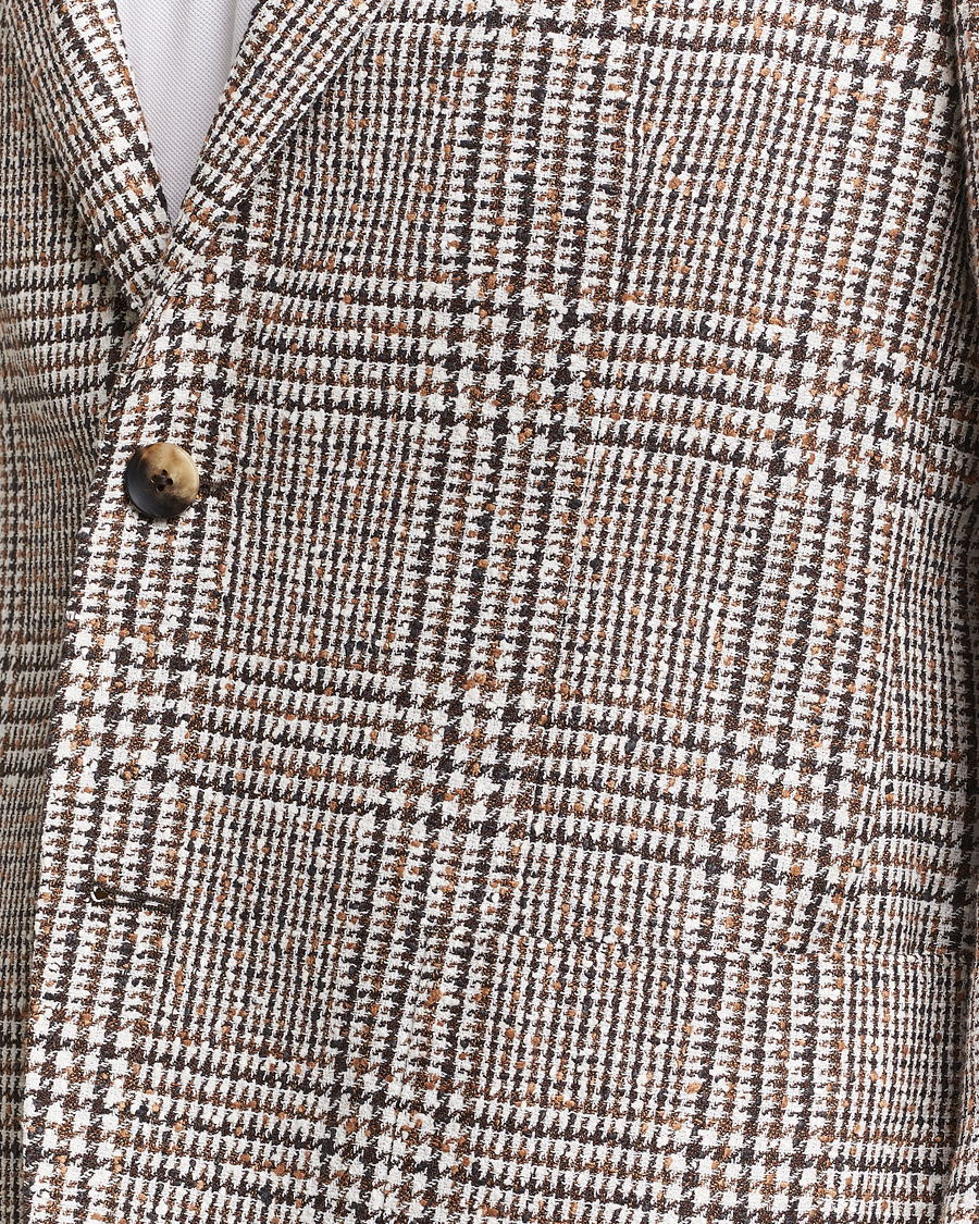 Men | Blazers | Lardini | Checked Linen Blazer Brown