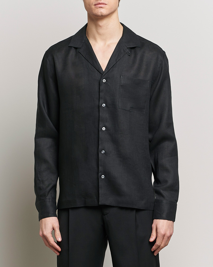 Men |  | Lardini | Klop Linen Shirt Black