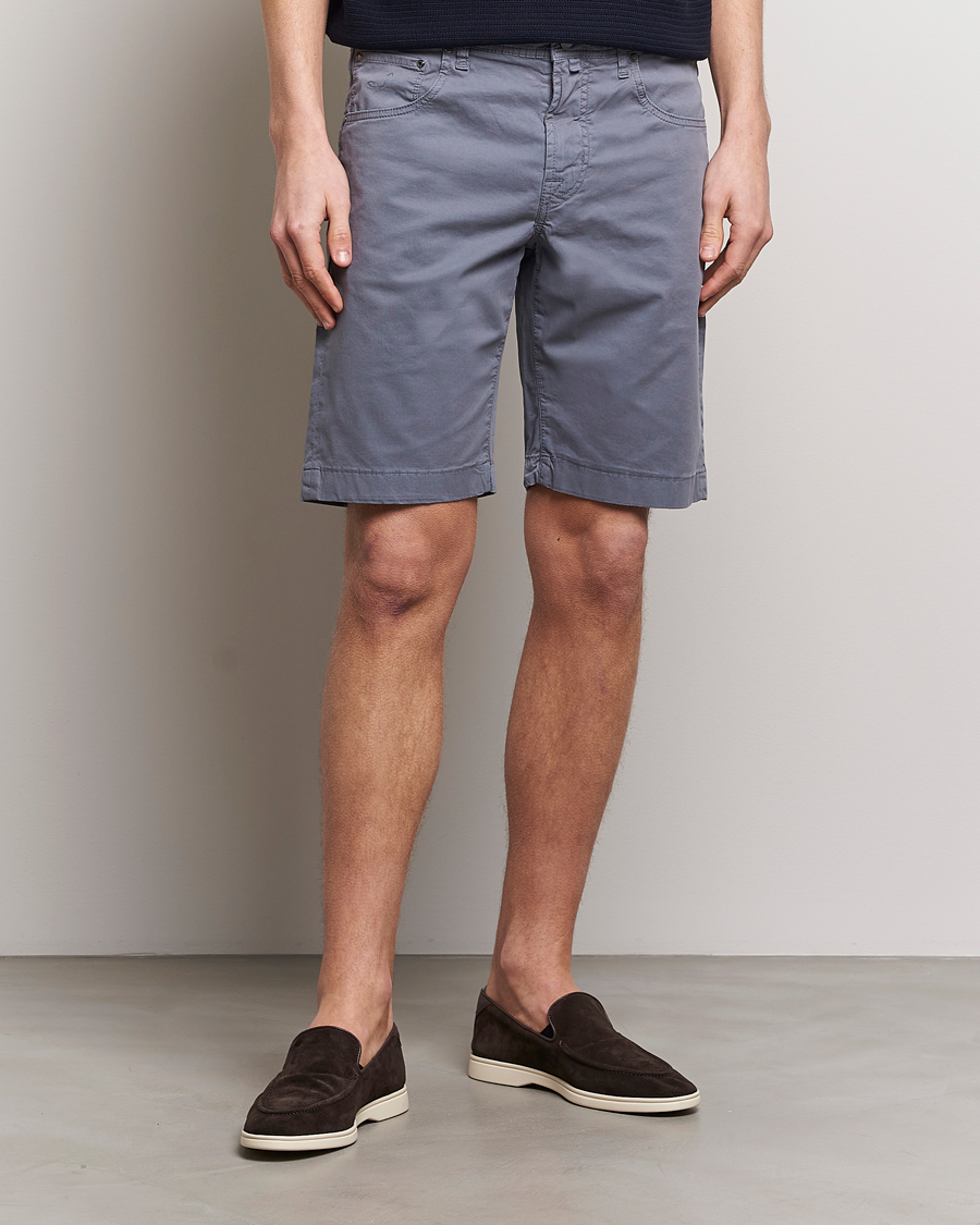 Men | Shorts | Jacob Cohën | Nicolas Cotton Gabardine Shorts Blue Grey