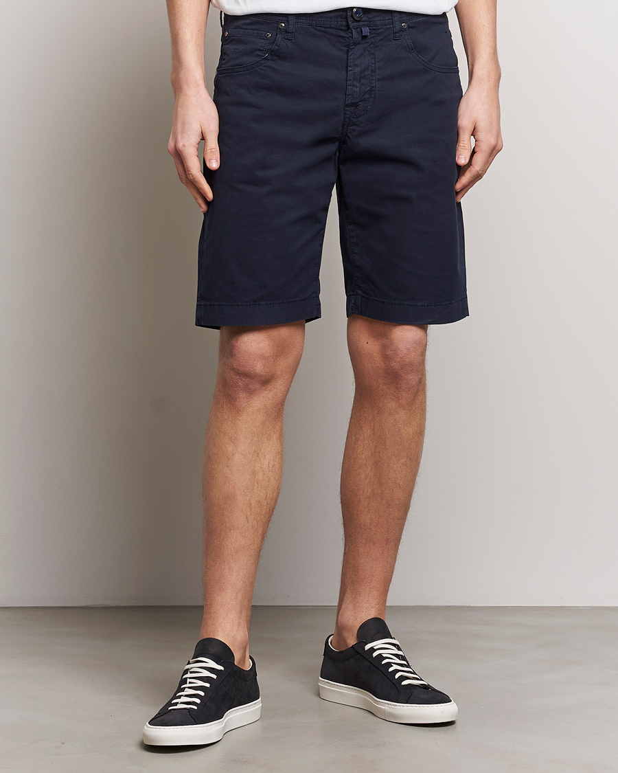 Men | Clothing | Jacob Cohën | Nicolas Cotton Gabardine Shorts Navy
