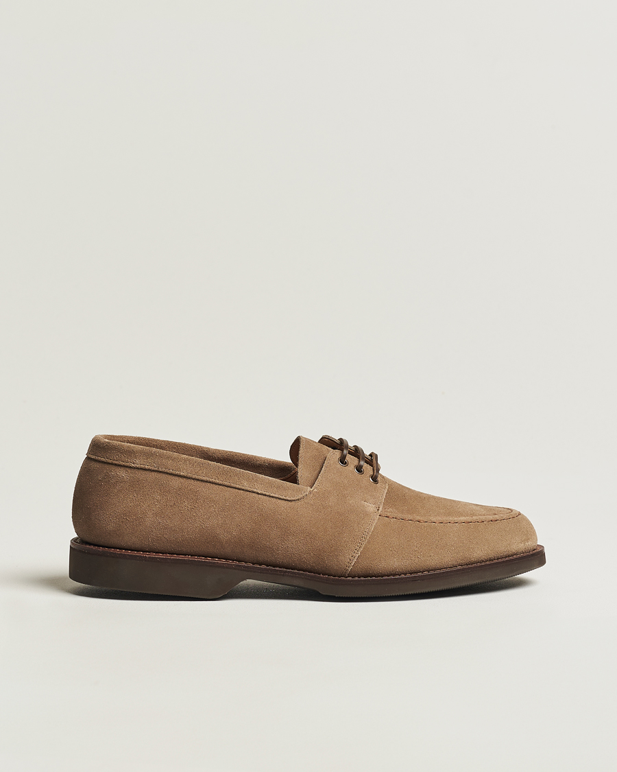 Men | Crockett & Jones Falmouth Deck Shoes Khaki Suede | Crockett & Jones | Falmouth Deck Shoes Khaki Suede