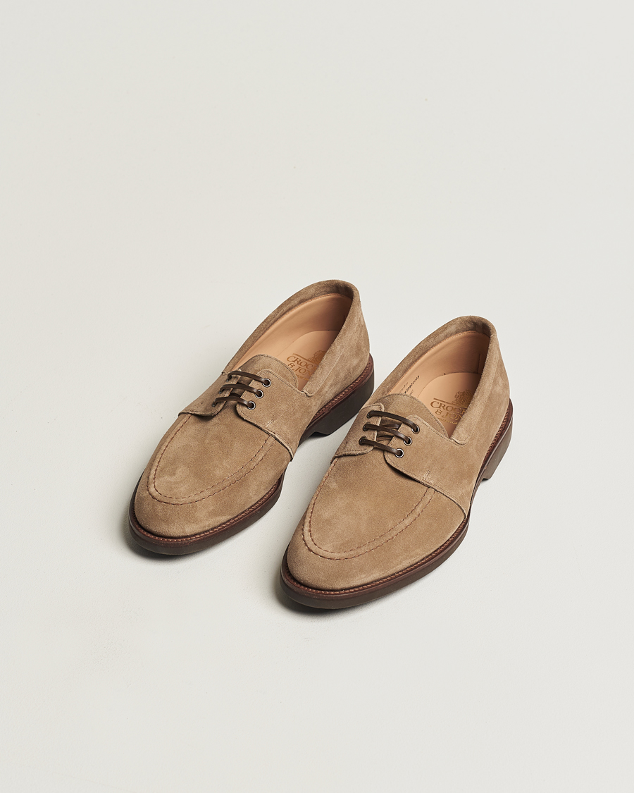 Men | Boat Shoes | Crockett & Jones | Falmouth Deck Shoes Khaki Suede