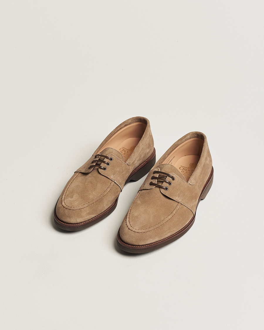 Men | Crockett & Jones Falmouth Deck Shoes Khaki Suede | Crockett & Jones | Falmouth Deck Shoes Khaki Suede