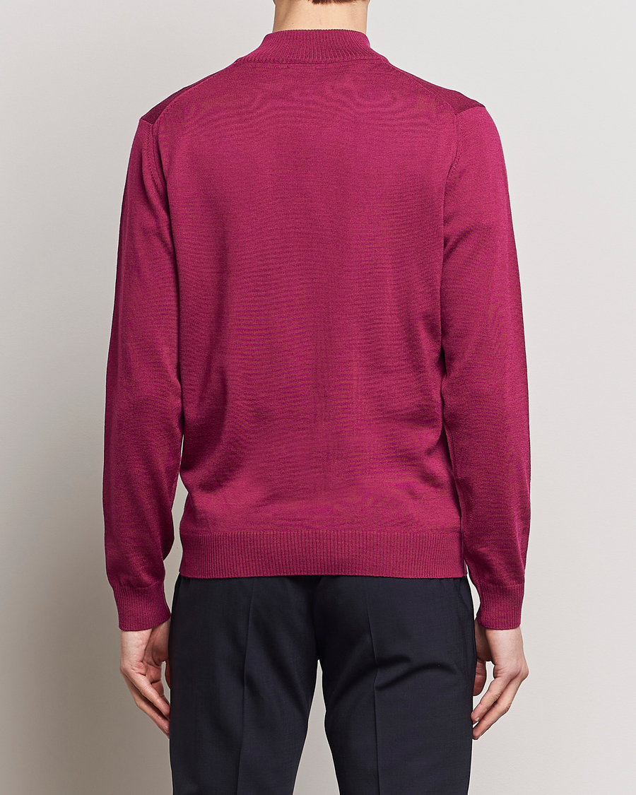 Men | Sweaters & Knitwear | Stenströms | Merino Wool Half Zip Wine