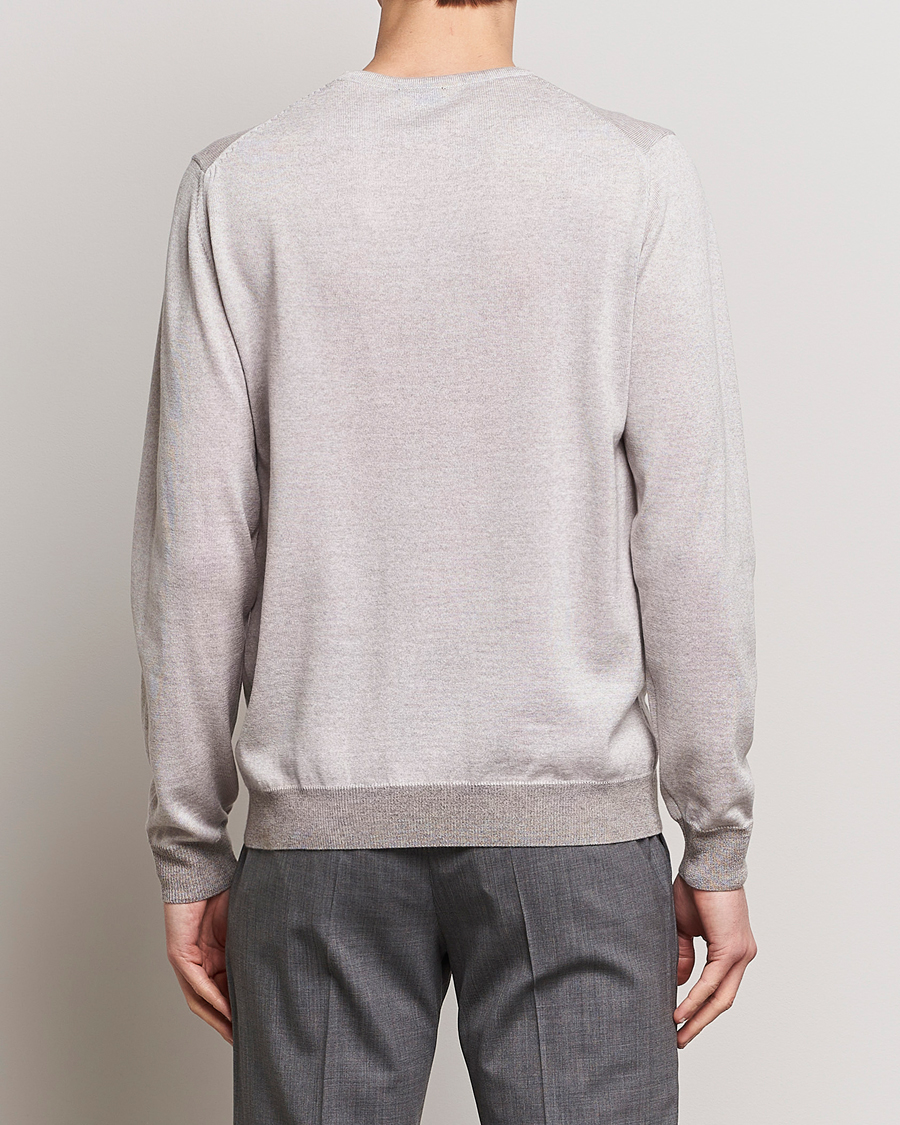 Men | Sweaters & Knitwear | Stenströms | Merino Contrast Crew Neck Beige