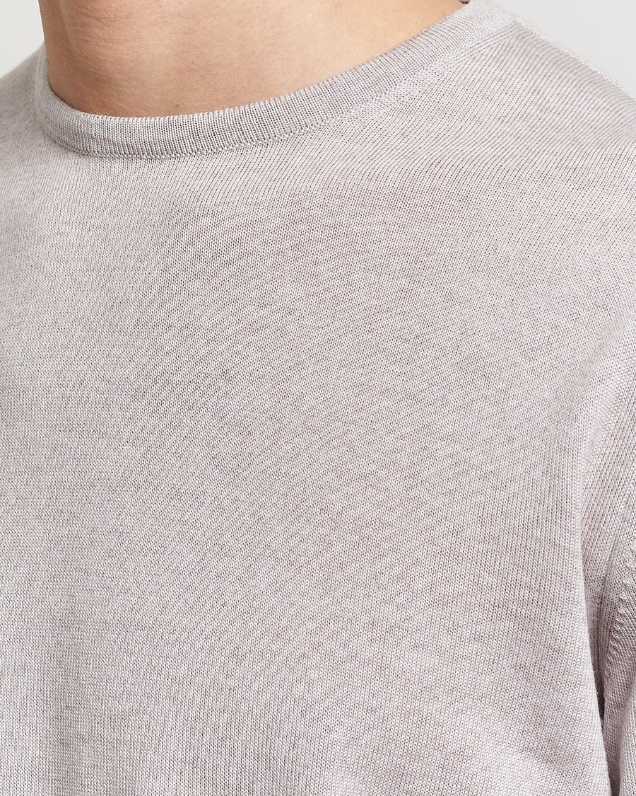 Men | Sweaters & Knitwear | Stenströms | Merino Contrast Crew Neck Beige