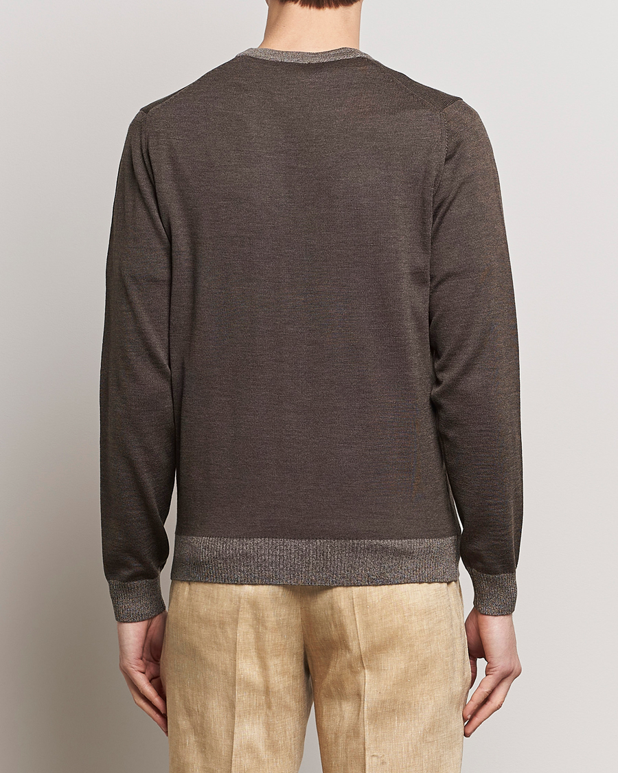 Men | Sweaters & Knitwear | Stenströms | Merino Contrast Cardigan Brown