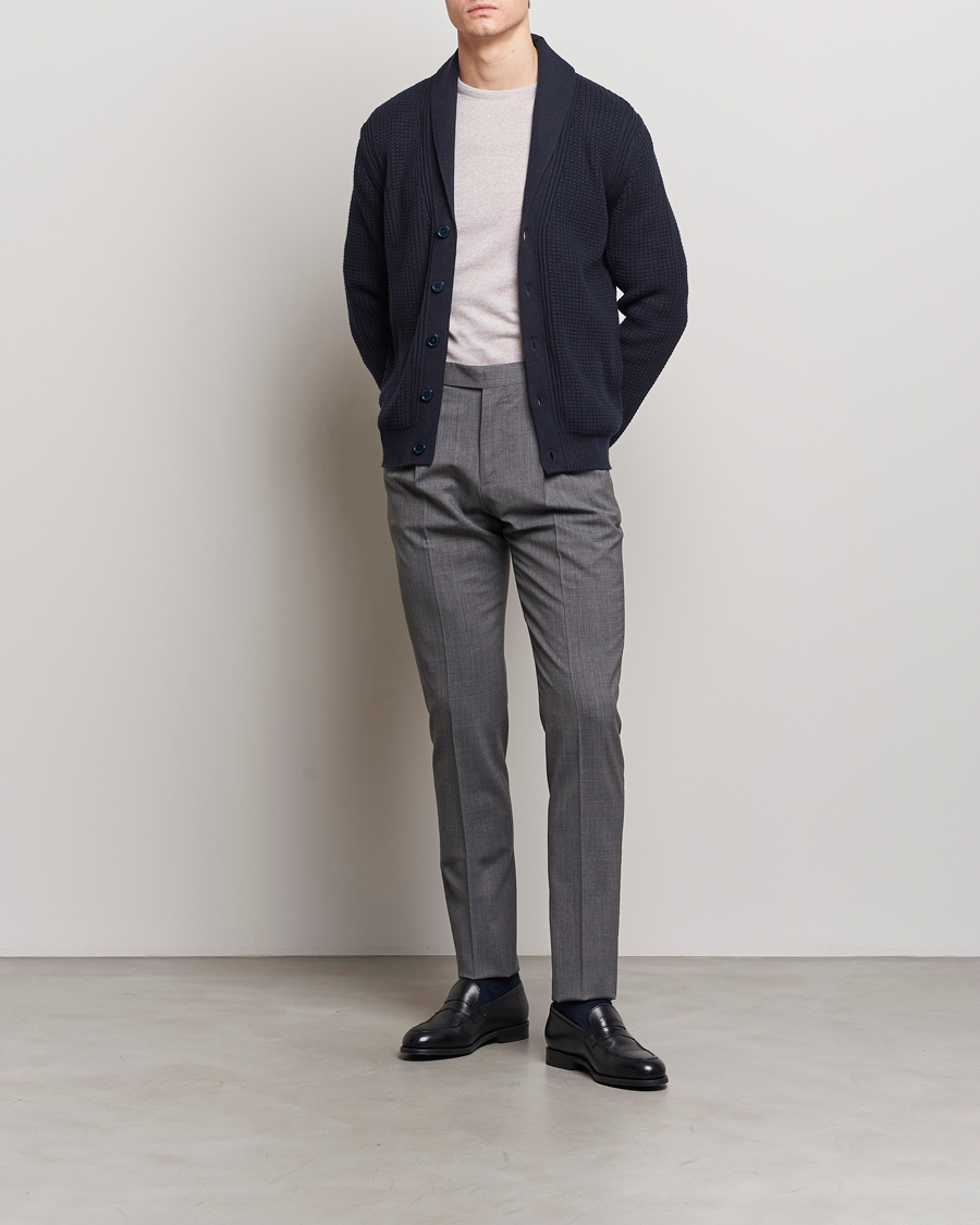 Men | Sweaters & Knitwear | Stenströms | Cotton/Cashmere Shawl Cardigan Navy