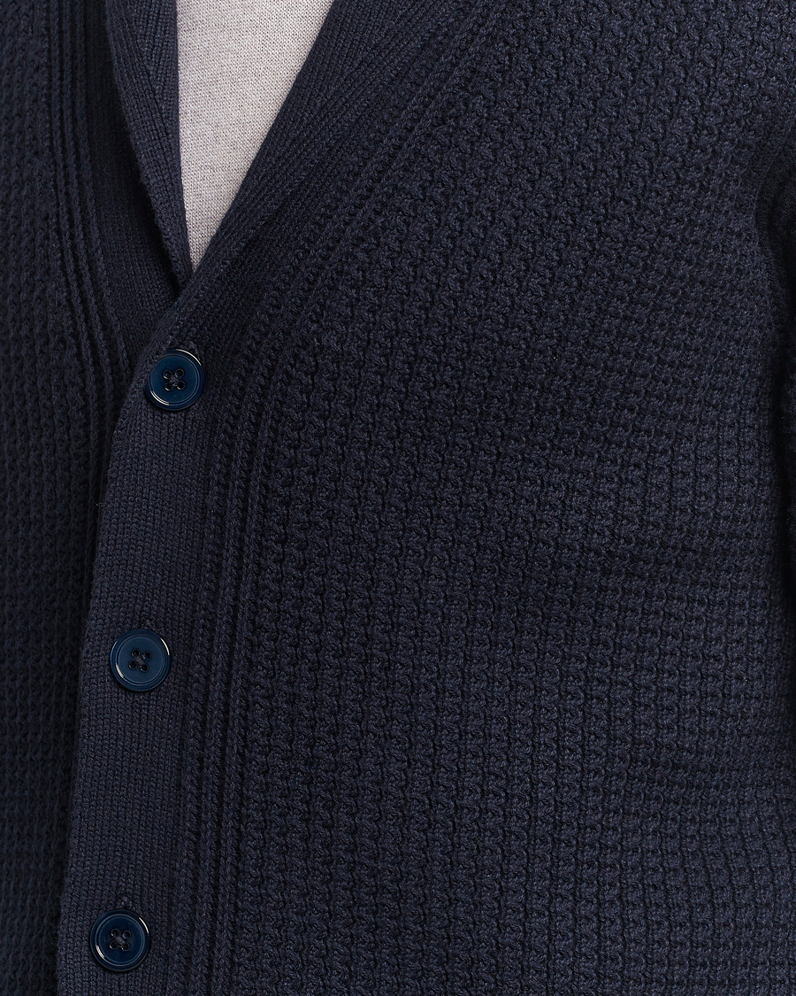 Men | Sweaters & Knitwear | Stenströms | Cotton/Cashmere Shawl Cardigan Navy