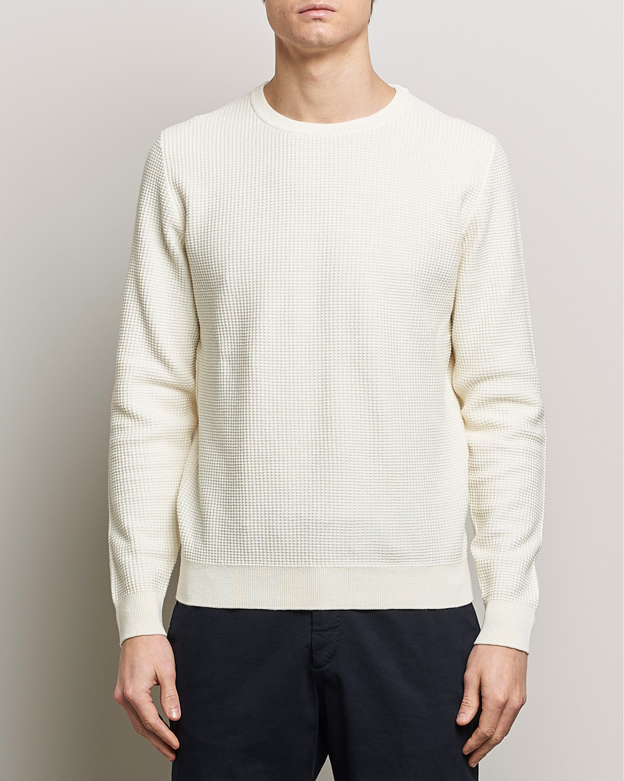 Men | Knitted Jumpers | Stenströms | Organic Cotton Crew Neck White