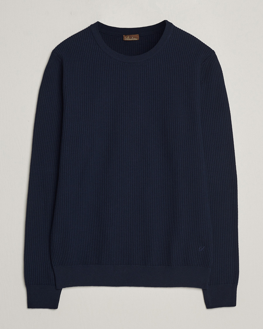 Men | Sweaters & Knitwear | Stenströms | Organic Cotton Crew Neck Navy