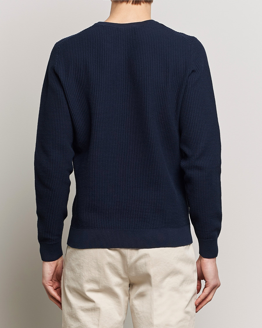 Men | Sweaters & Knitwear | Stenströms | Organic Cotton Crew Neck Navy
