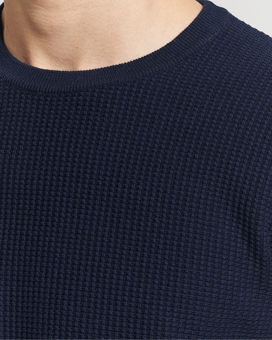 Men | Sweaters & Knitwear | Stenströms | Organic Cotton Crew Neck Navy