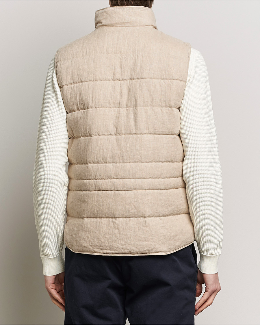 Men | Coats & Jackets | Stenströms | Linen Down Padded Button Vest Beige