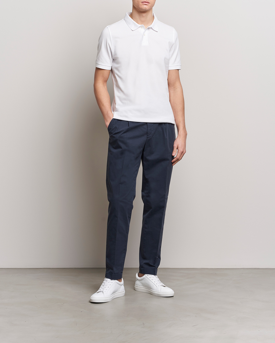 Men | Polo Shirts | Stenströms | Organic Cotton Piquet Polo Shirt White