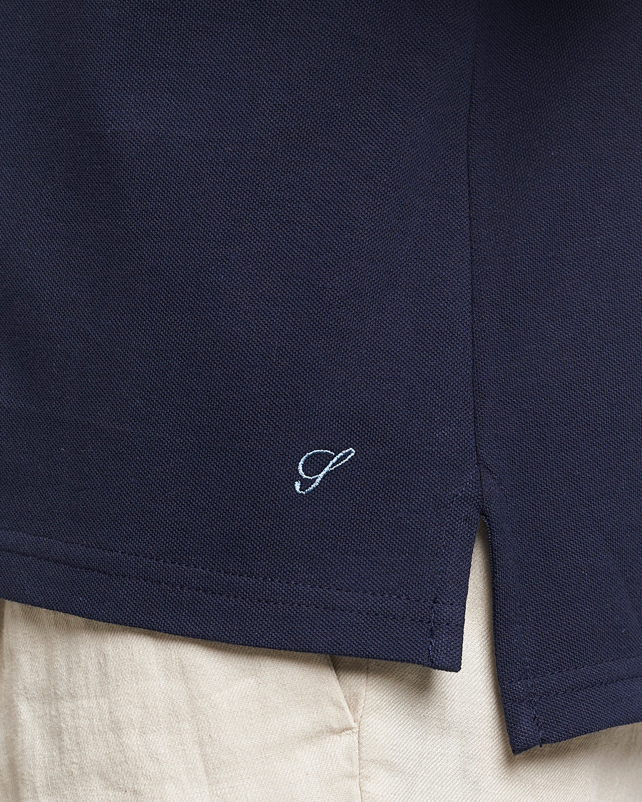 Men | Polo Shirts | Stenströms | Organic Cotton Piquet Polo Shirt Navy