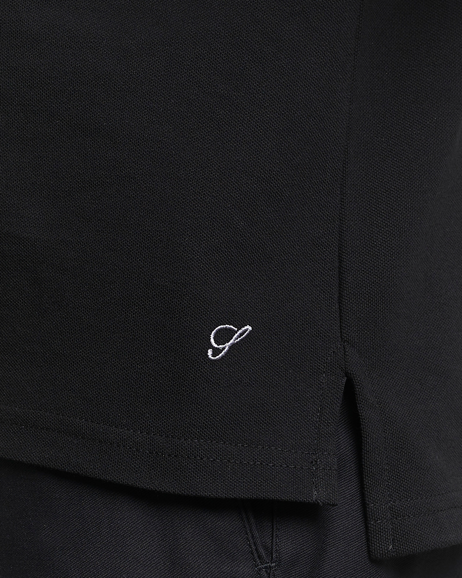 Men | Polo Shirts | Stenströms | Organic Cotton Piquet Polo Shirt Black