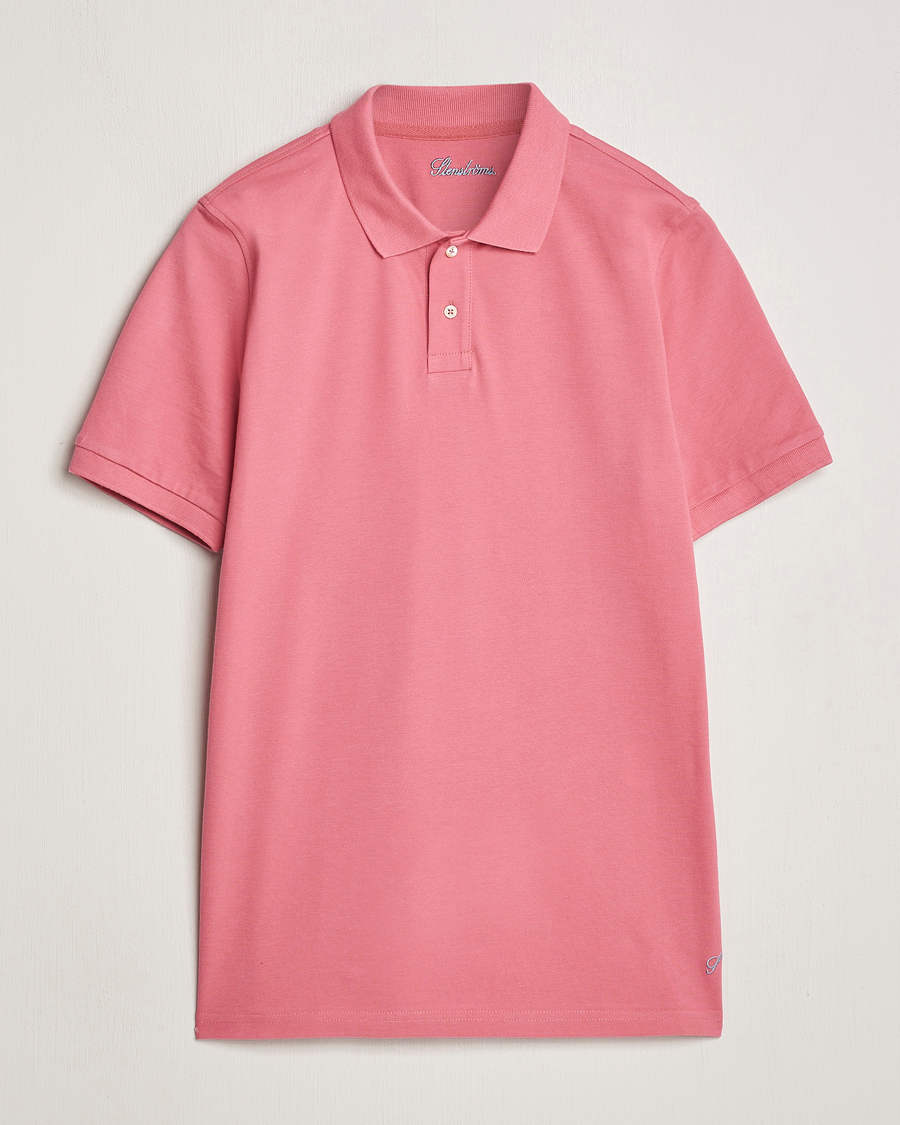 Men | Polo Shirts | Stenströms | Organic Cotton Piquet Polo Shirt Rasperry