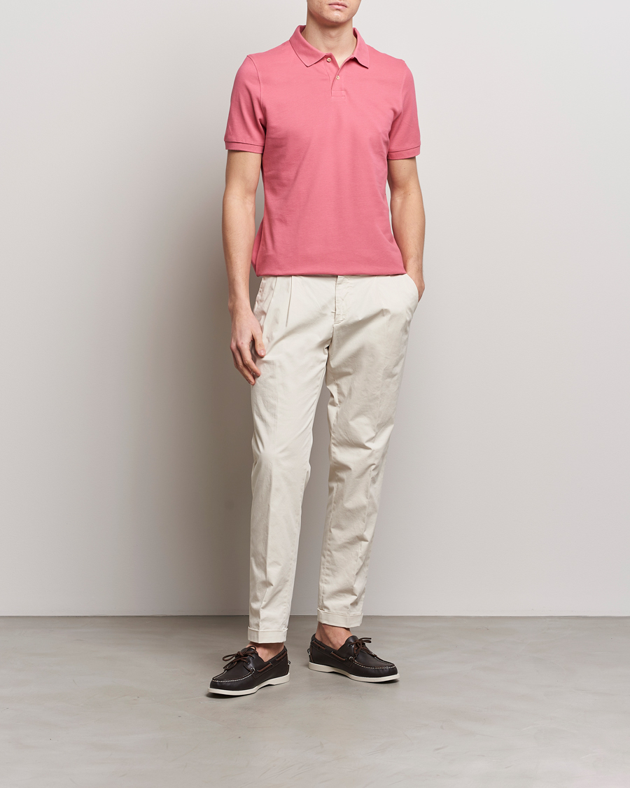 Men | Polo Shirts | Stenströms | Organic Cotton Piquet Polo Shirt Rasperry