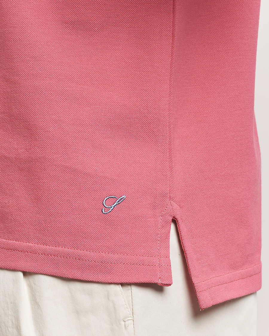 Men | Polo Shirts | Stenströms | Organic Cotton Piquet Polo Shirt Rasperry