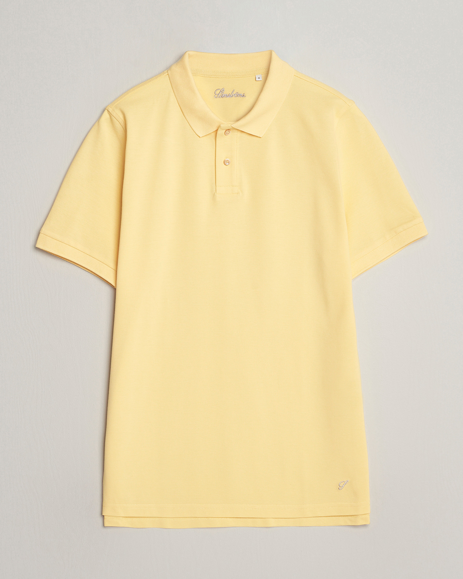 Men | Polo Shirts | Stenströms | Organic Cotton Piquet Polo Shirt Yellow