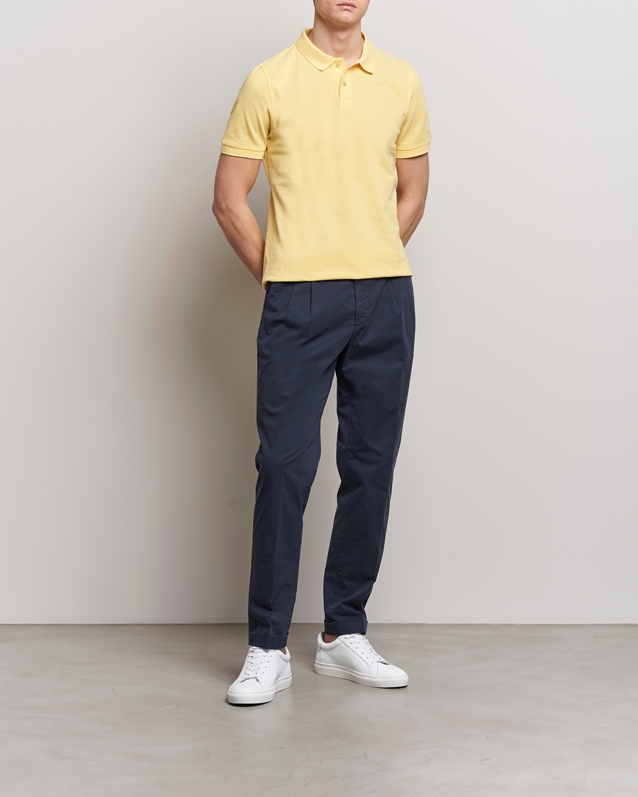Men | Polo Shirts | Stenströms | Organic Cotton Piquet Polo Shirt Yellow