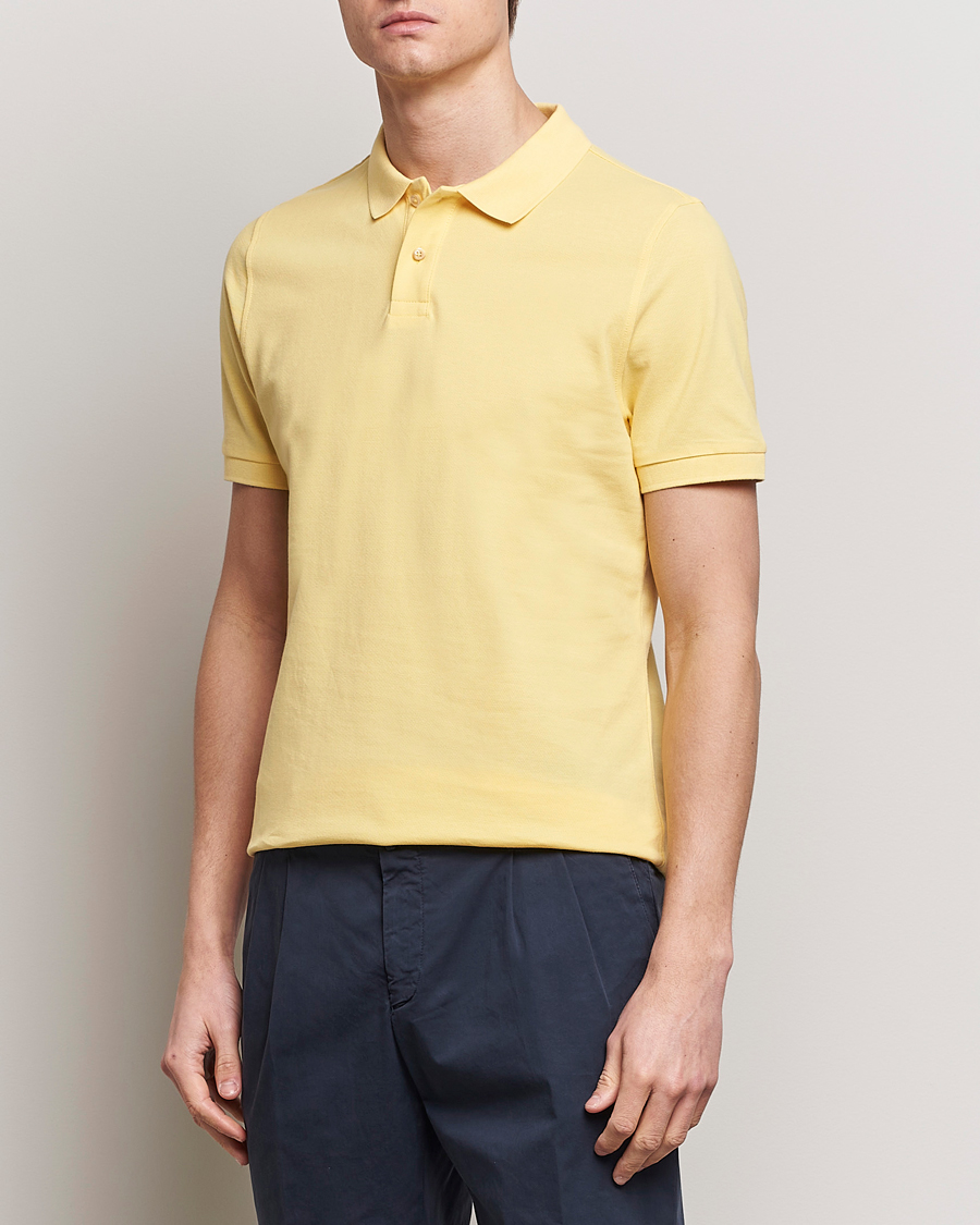 Mies |  | Stenströms | Organic Cotton Piquet Polo Shirt Yellow