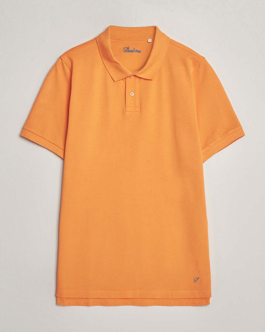 Men | Polo Shirts | Stenströms | Organic Cotton Piquet Polo Shirt Orange