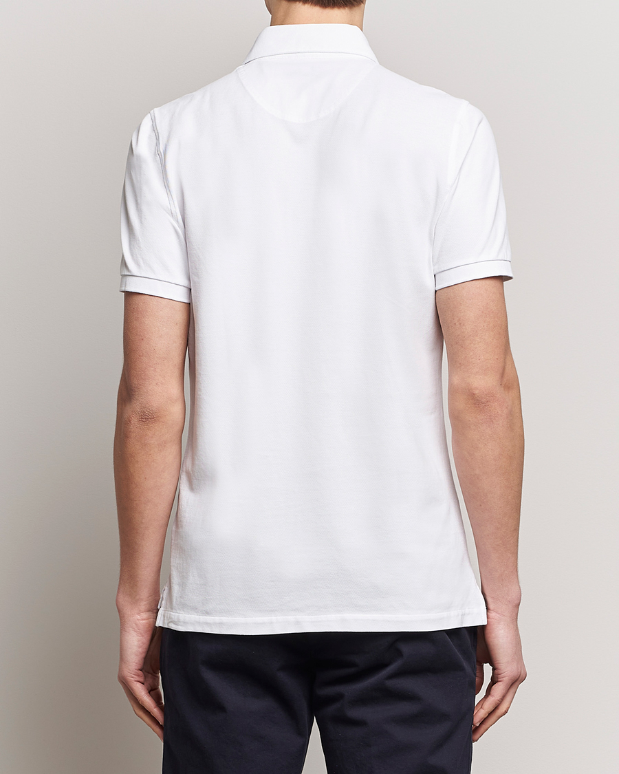Men | Polo Shirts | Stenströms | Cotton Pique Contrast Polo Shirt White